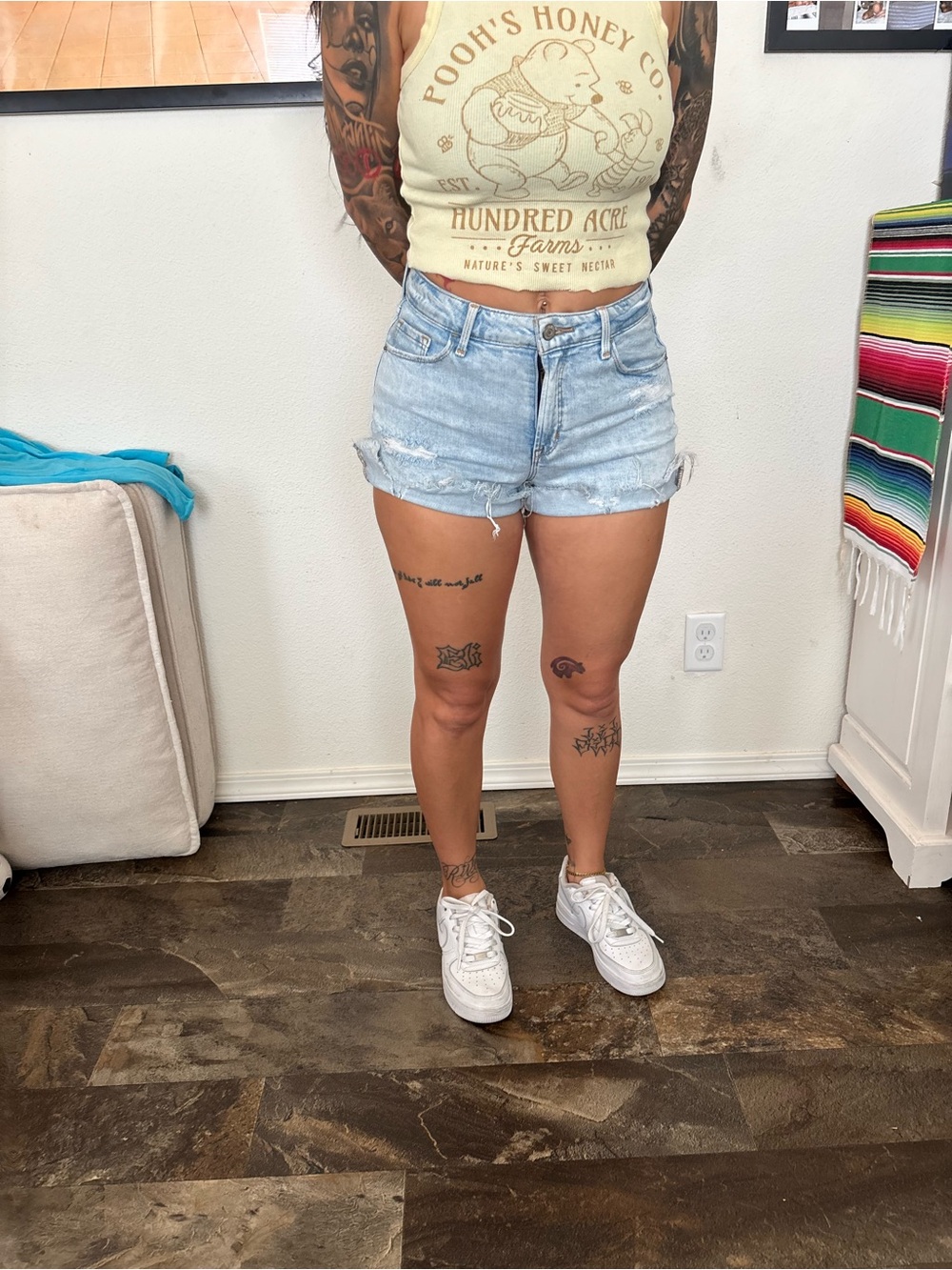 Rue21 Light Wash Distressed Denim Cutoff Shorts